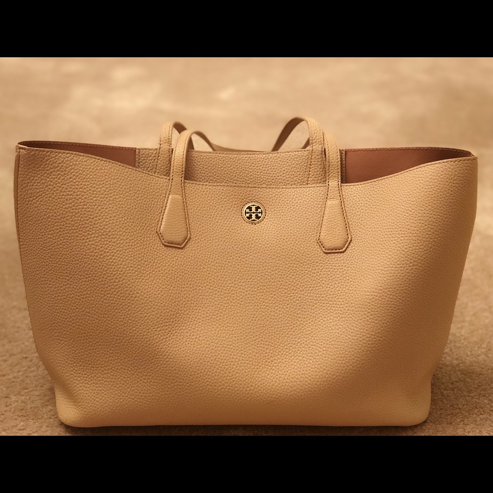 *SOLD* Tory Burch Light Oak/Ginger Perry Tote Bag - Picture 3 of 8
